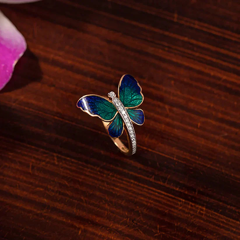 Flare Blue Butterfly Diamond Ring