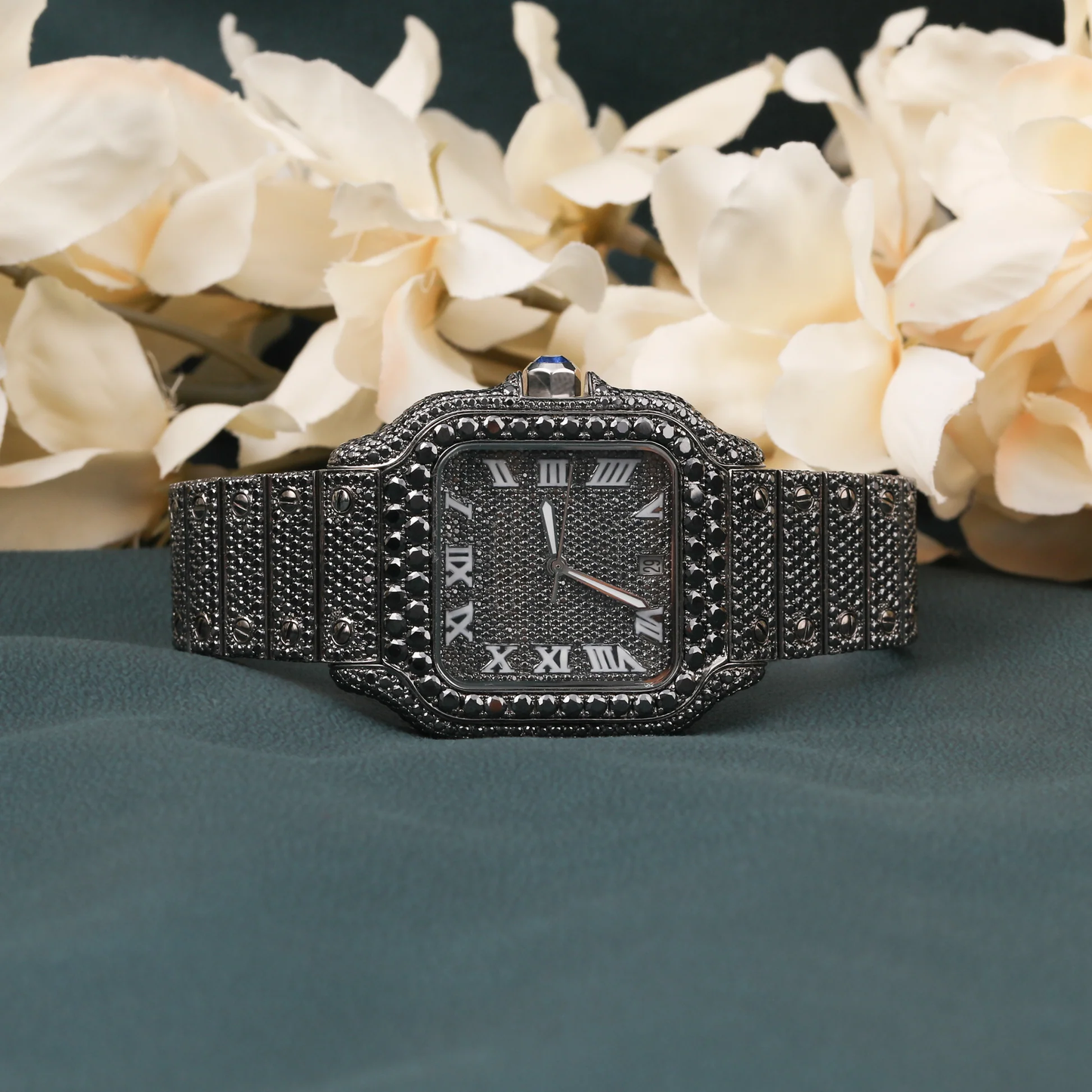 Moissanite VVS Diamond ,Full Black Moissanite Iced Out Watch For Man / Diamond Watch / Moissnite watch / Bust down Watch.