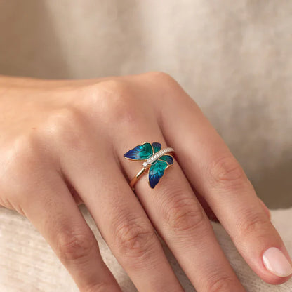 Flare Blue Butterfly Diamond Ring