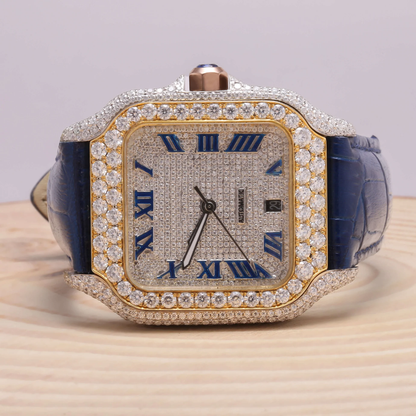 Moissanite VVS Diamond , Iced Out Moissanite Automatic Movement Square Dial Watch / Diamond Watch / Moissnite watch / Bust down Watch.