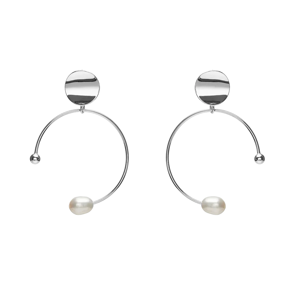 PEARL ON CIRCLE EARRINGS