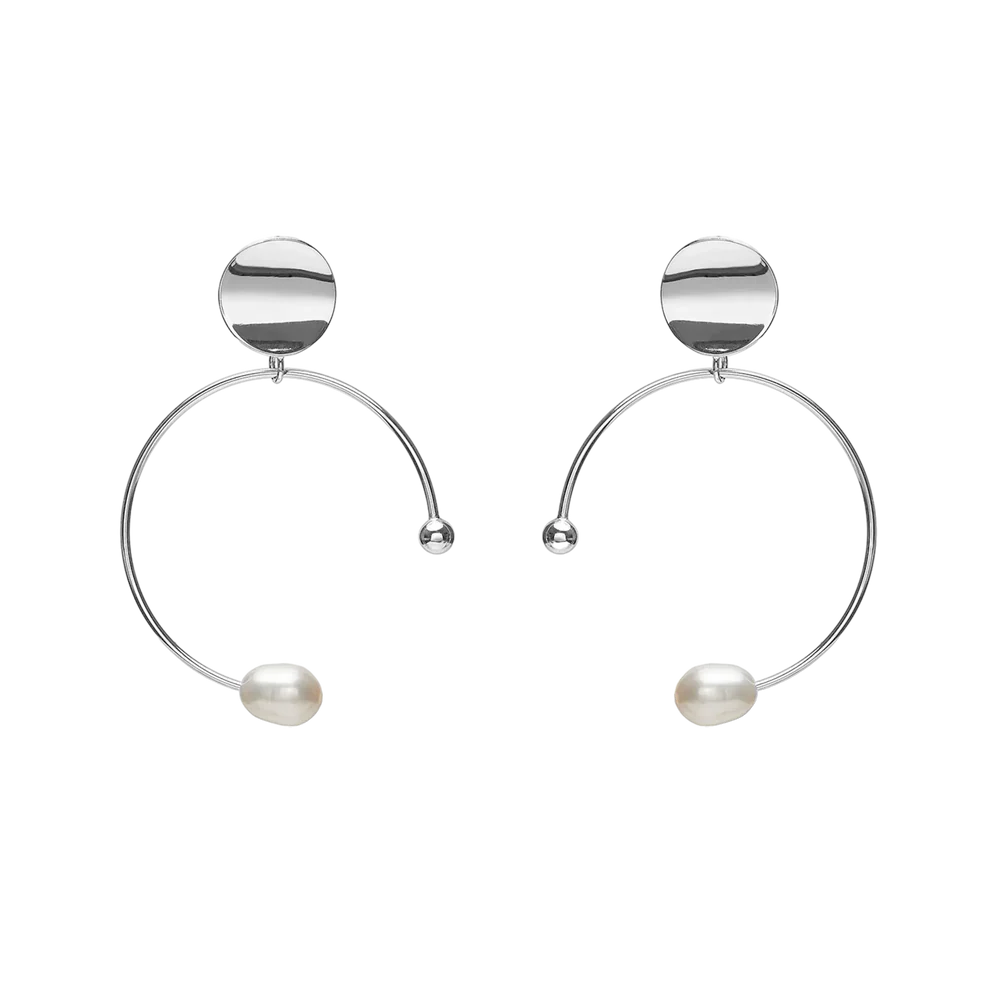 PEARL ON CIRCLE EARRINGS