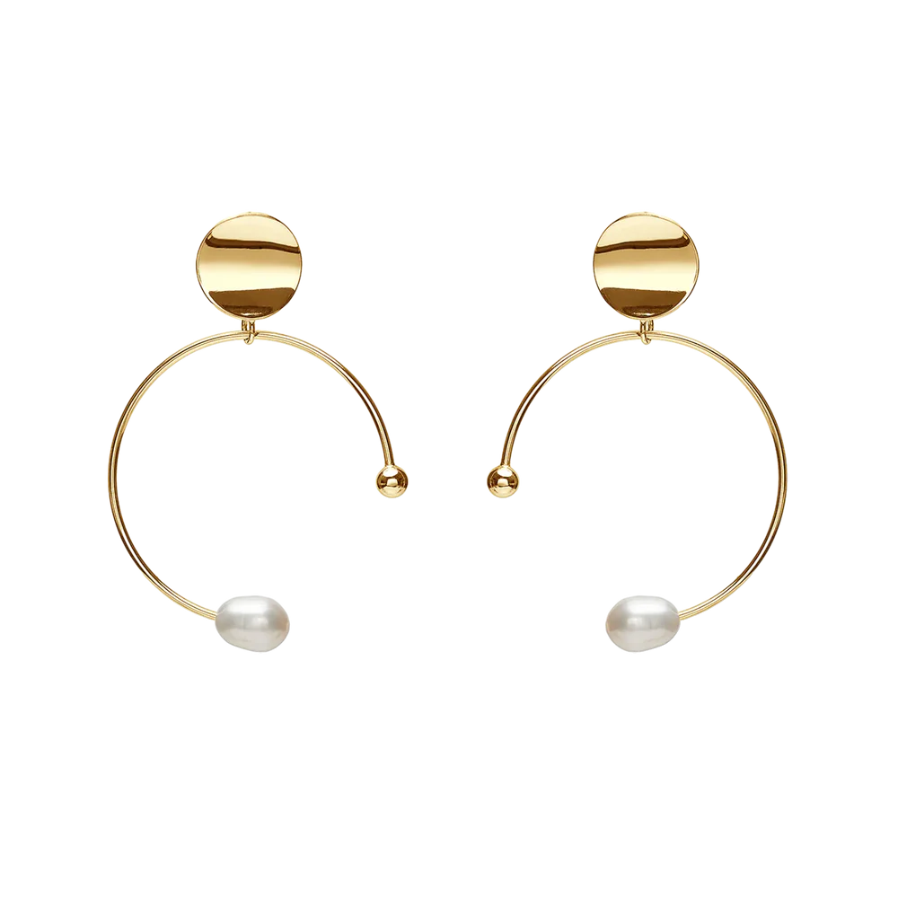 PEARL ON CIRCLE EARRINGS