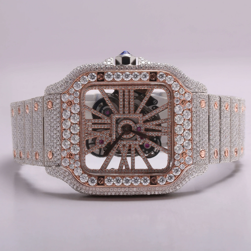 Moissanite Full Studded Skeleton Edition Bust Down Luxury Watch/ Diamond Watch / Moissnite watch / Bust down Watch.