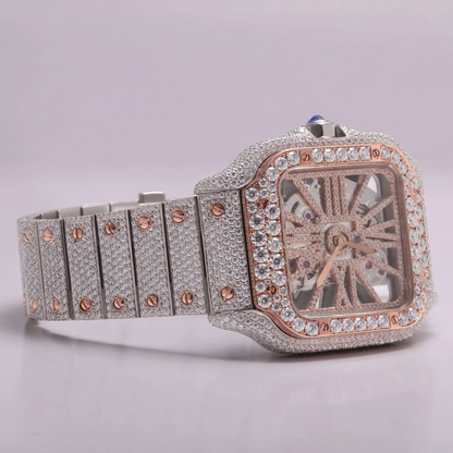 Moissanite Full Studded Skeleton Edition Bust Down Luxury Watch/ Diamond Watch / Moissnite watch / Bust down Watch.