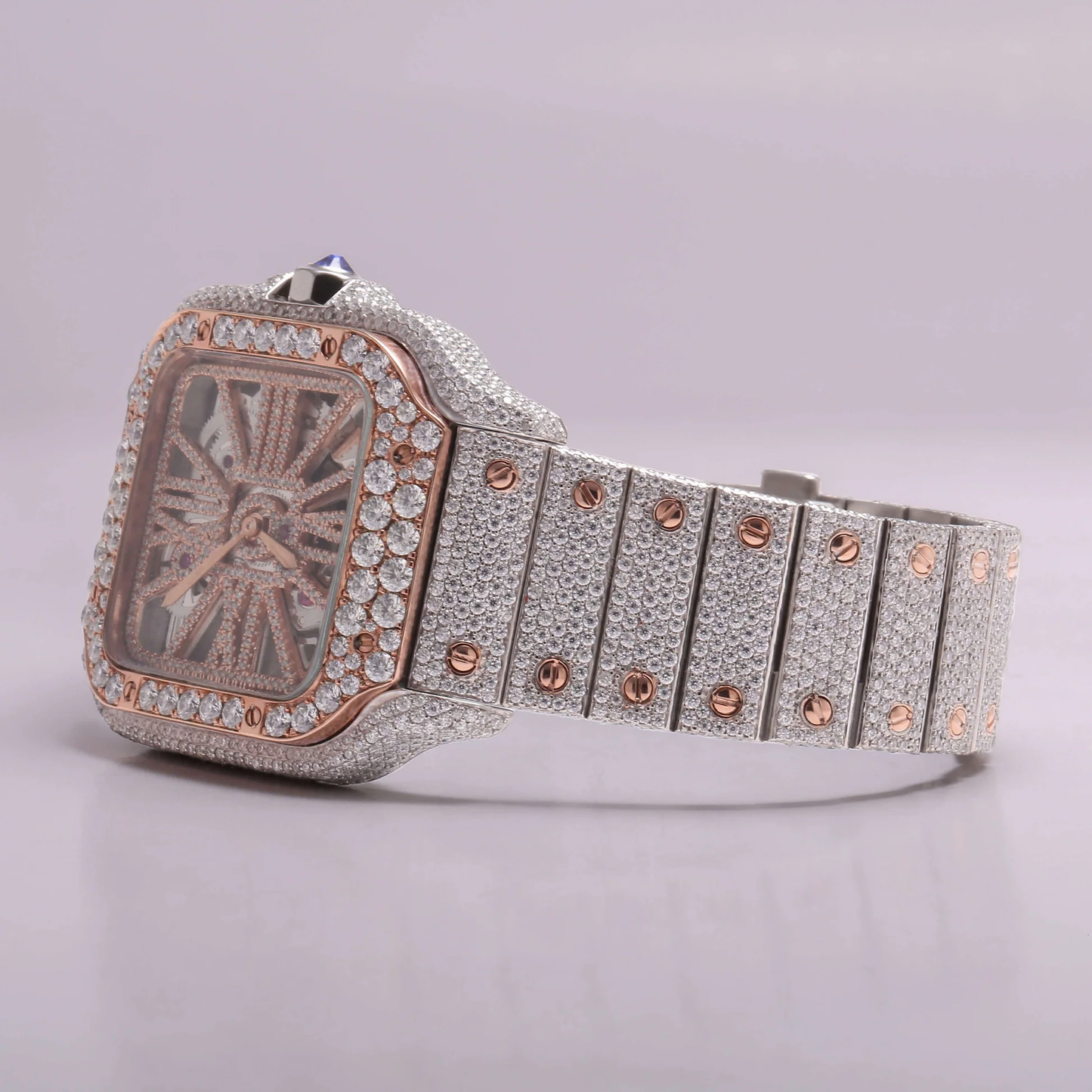 Moissanite Full Studded Skeleton Edition Bust Down Luxury Watch/ Diamond Watch / Moissnite watch / Bust down Watch.