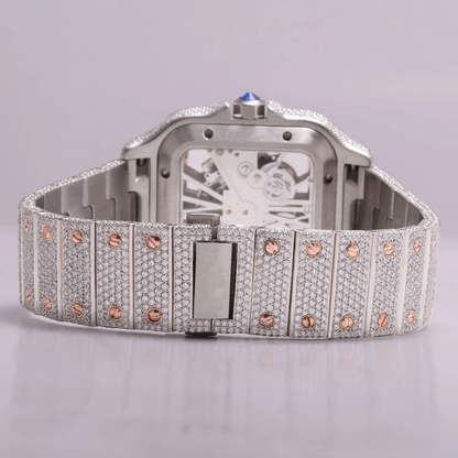 Moissanite Full Studded Skeleton Edition Bust Down Luxury Watch/ Diamond Watch / Moissnite watch / Bust down Watch.