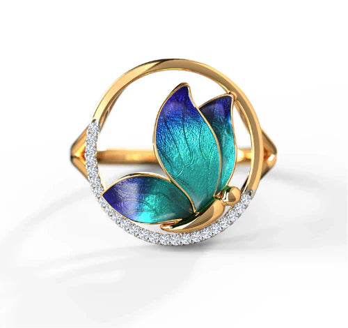 Encircle Blue Butterfly Diamond Ring