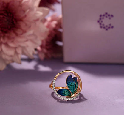 Encircle Blue Butterfly Diamond Ring