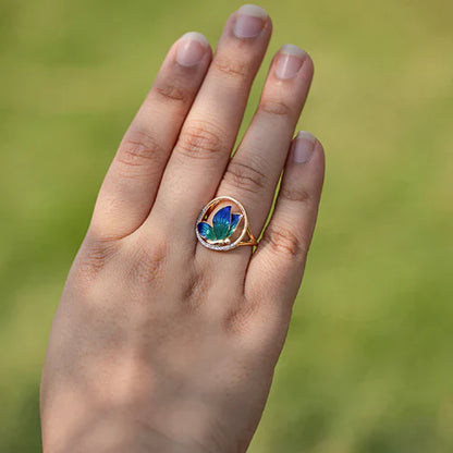 Encircle Blue Butterfly Diamond Ring