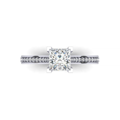 Princess Cut Moissanite Engagement Ring,Moissanite Wedding Ring,Bridal Promise Matching Band