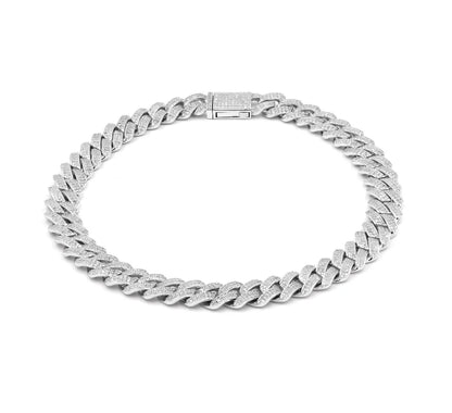 Final Sale 12mm Monaco Cuban Link Chain in 925 Sterling Silver CZ Necklace / Bracelet