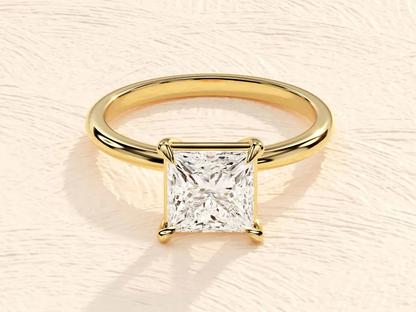 Princess Cut Engagement Ring in 14k Solid Gold / 1.50 CT Moissanite Engagement Ring / Princess Solitaire Moissanite Ring / Gold Promise Ring