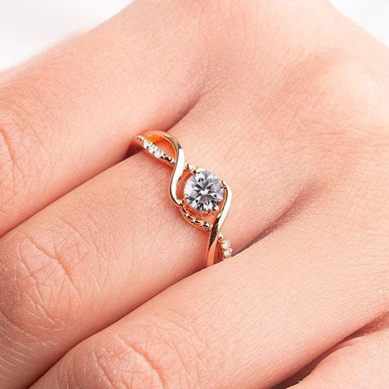 Moissanite vintage engagement ring, unique bridal promise ring, anniversary ring for her, diamond proposal ring, wedding ring gift for her