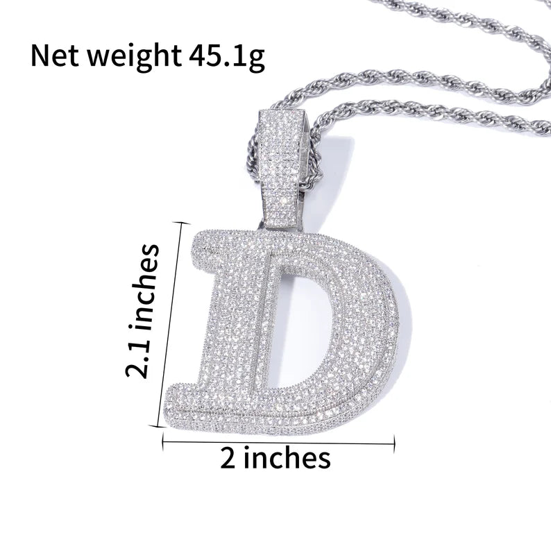 Iced Out Big Two Tone Cutom Name Necklace,Initial"A-Z" Letters Pendant with Cuban Chain,Hip Hop Personalized Jewelry,Gifts for Men Women