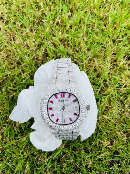 Moissanite VVS Diamond / Diamond Watch / Moissnite watch / Bust down Watch .