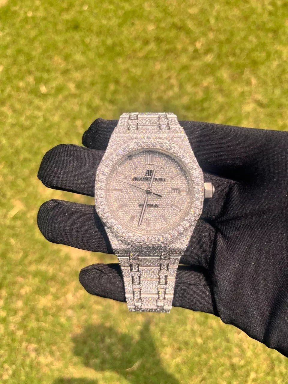 Moissanite VVS Diamond / Diamond Watch / Moissnite watch / Bust down Watch .